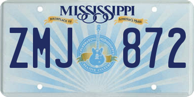 MS license plate ZMJ872