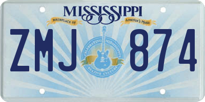 MS license plate ZMJ874
