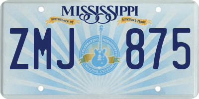 MS license plate ZMJ875