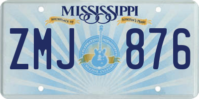 MS license plate ZMJ876