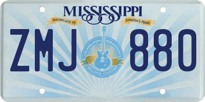 MS license plate ZMJ880