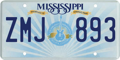 MS license plate ZMJ893