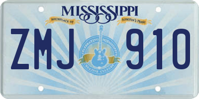 MS license plate ZMJ910