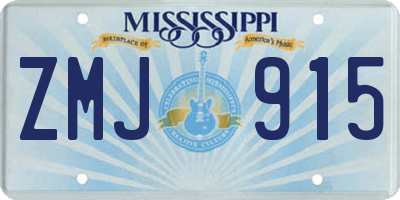 MS license plate ZMJ915