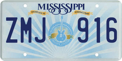 MS license plate ZMJ916