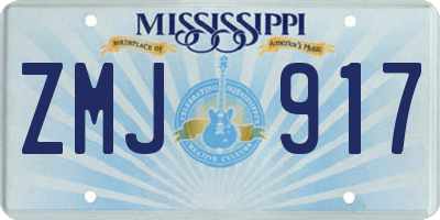 MS license plate ZMJ917