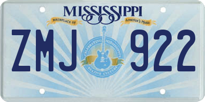 MS license plate ZMJ922