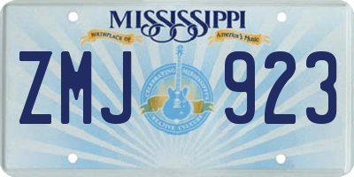 MS license plate ZMJ923