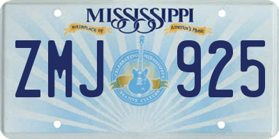 MS license plate ZMJ925