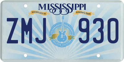 MS license plate ZMJ930