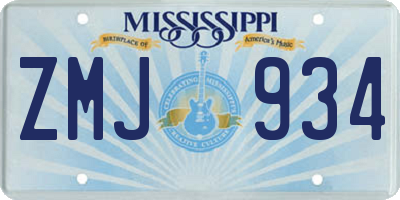 MS license plate ZMJ934