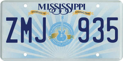 MS license plate ZMJ935