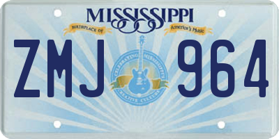 MS license plate ZMJ964