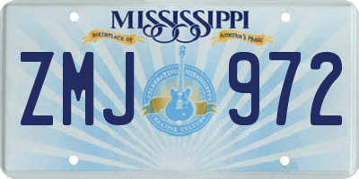 MS license plate ZMJ972
