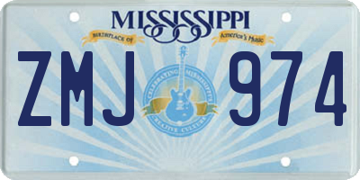 MS license plate ZMJ974