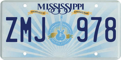 MS license plate ZMJ978