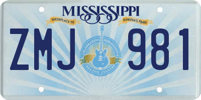 MS license plate ZMJ981