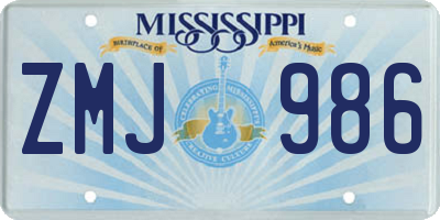 MS license plate ZMJ986
