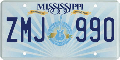 MS license plate ZMJ990