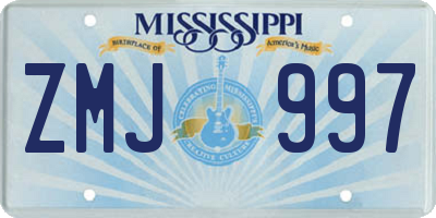 MS license plate ZMJ997