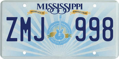 MS license plate ZMJ998