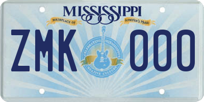 MS license plate ZMK000