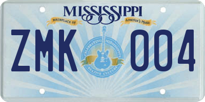 MS license plate ZMK004