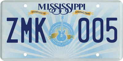 MS license plate ZMK005
