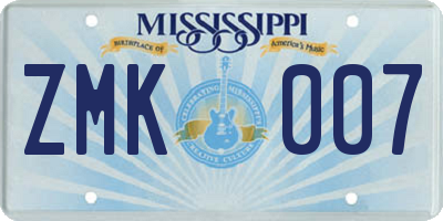 MS license plate ZMK007
