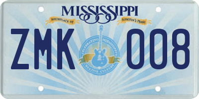 MS license plate ZMK008