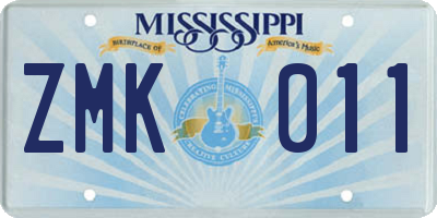MS license plate ZMK011