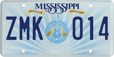 MS license plate ZMK014