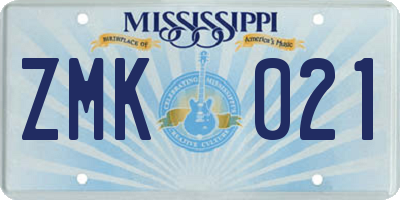 MS license plate ZMK021