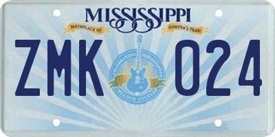 MS license plate ZMK024
