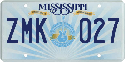 MS license plate ZMK027