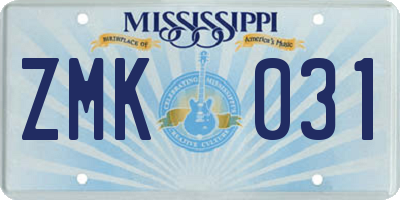 MS license plate ZMK031