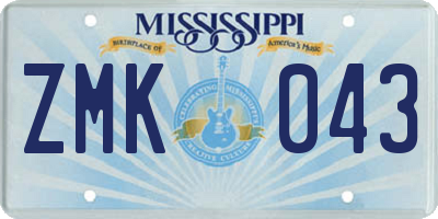 MS license plate ZMK043