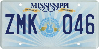 MS license plate ZMK046