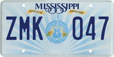 MS license plate ZMK047