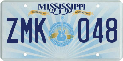 MS license plate ZMK048