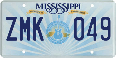 MS license plate ZMK049