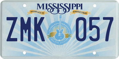 MS license plate ZMK057