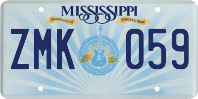 MS license plate ZMK059