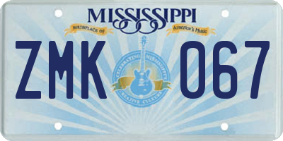 MS license plate ZMK067