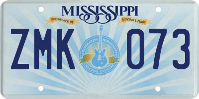 MS license plate ZMK073