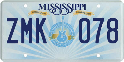 MS license plate ZMK078