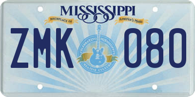 MS license plate ZMK080