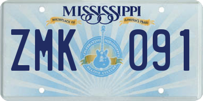 MS license plate ZMK091