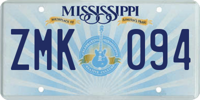 MS license plate ZMK094