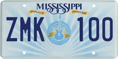 MS license plate ZMK100